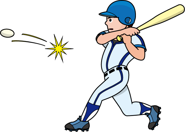 Baseball Hit Clipart - Hitting A Baseball Clipart (633x453)