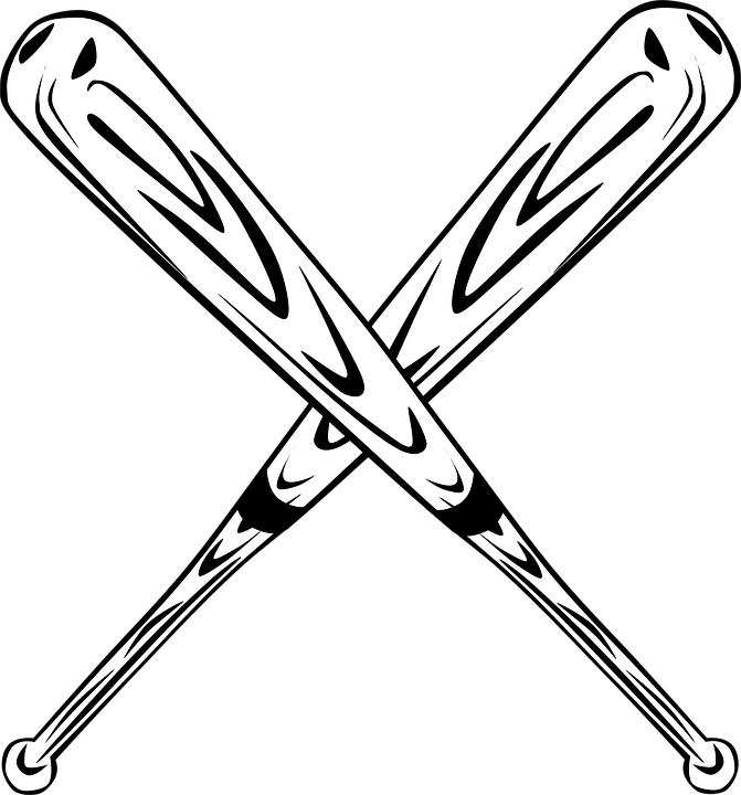 Baseball Bat Bat Baseball Crossed Equipment - Baseball Bat Clip Art (671x720)