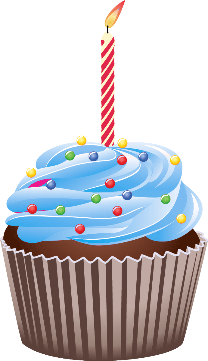 Misc Clipart Cake Candle - Happy Birthday Cupcake Clipart (691x1199)