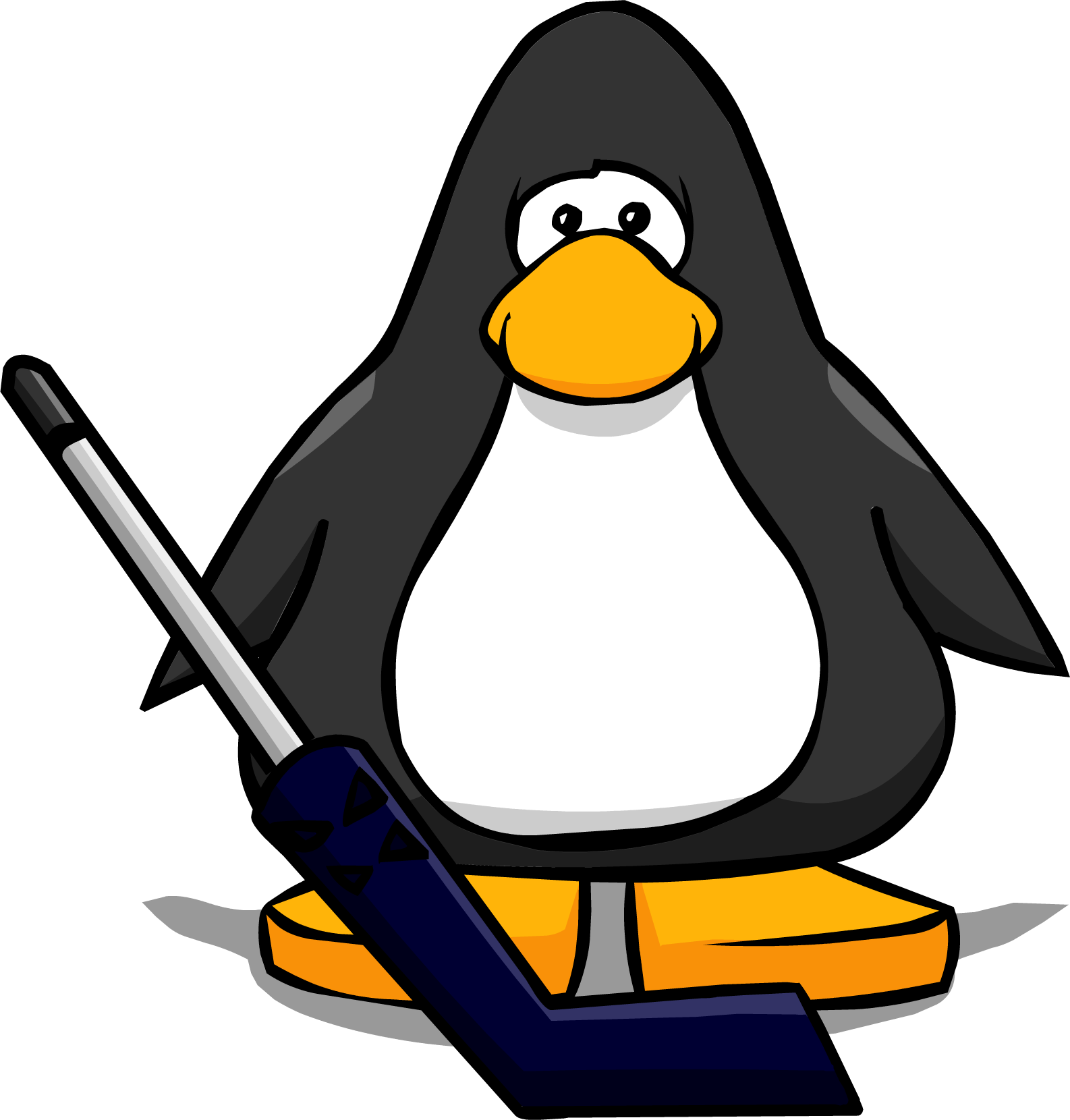 Goalie Hockey Stick Player Card - Penguin With A Top Hat (1586x1660)