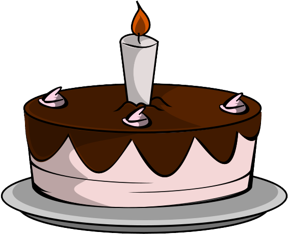 Clipart Chocolate Cake With Candles - Birthday Cake With 1 Candle (640x480)