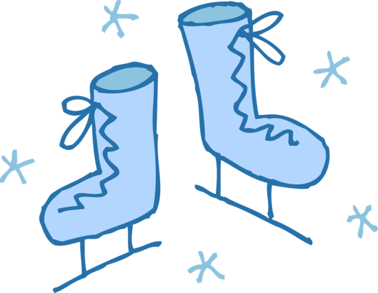 Blue Ice Skates Snowflakes - Ice Skating Clip Art (550x426)