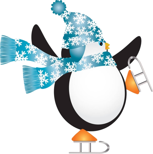 Penguin Ice Skating Ice Skate Ice Rink Clip Art - Penguin Skating (595x600)