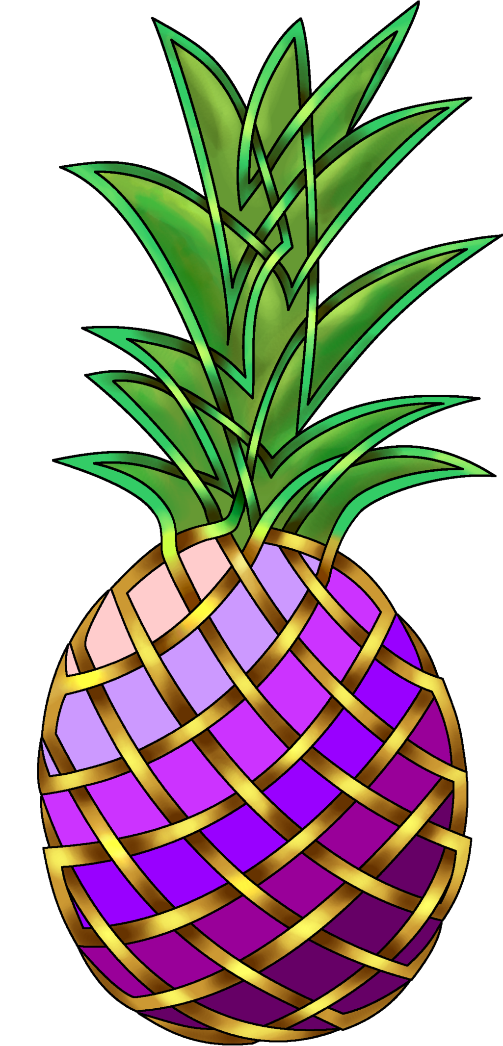 Purple Pineapple By Knotyourworld Purple Pineapple - Pineapple Shower Curtain (1024x2152)