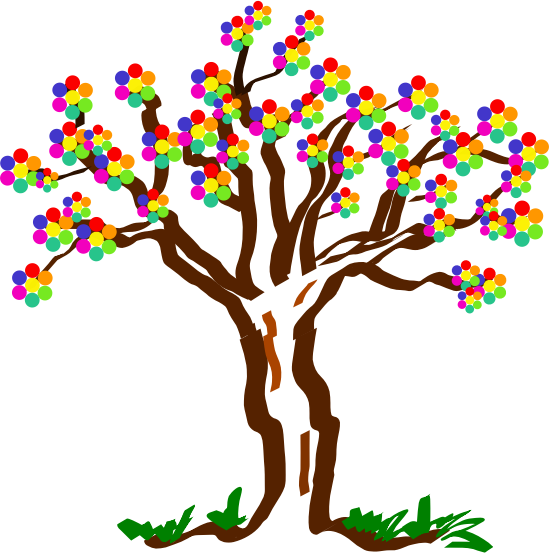 Birthday Clipart Tree - Colorful Trees Clip Art (549x553)