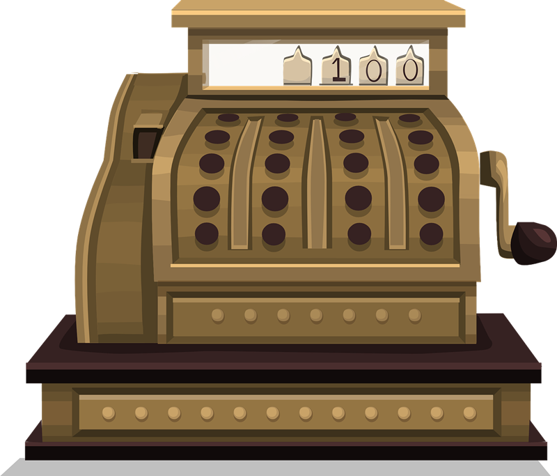 Retro Cash Register Clipart - Old Fashioned Cash Register (800x683)