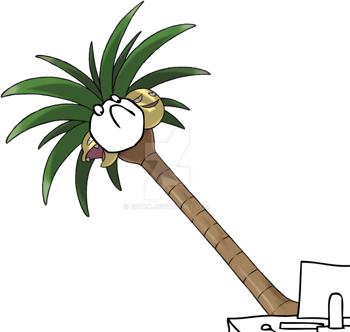 Alolan Exeggutor Reaction Face By Butka Alolan Exeggutor - Redbubble Alola Long-necked Exeggutor Tasche (1280x1177)