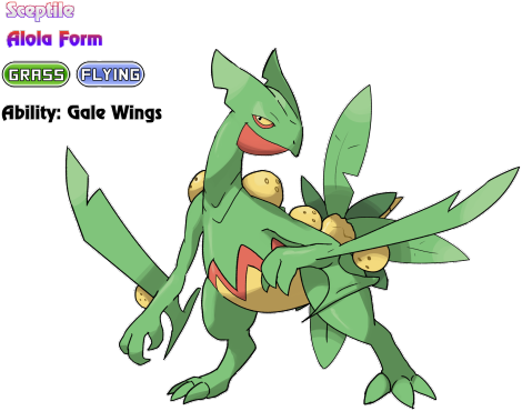 The Presence Of Tall Alolan Exeggutor Leaves Some Grass-type - Alola Sceptile (500x406)