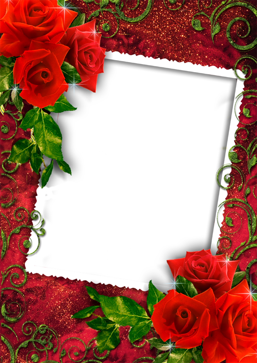 Red Rose Flower Frame - Frame Photo Love Png (897x1264)