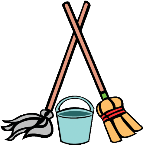 Raju Das - Broom And Mop Clipart (587x600)