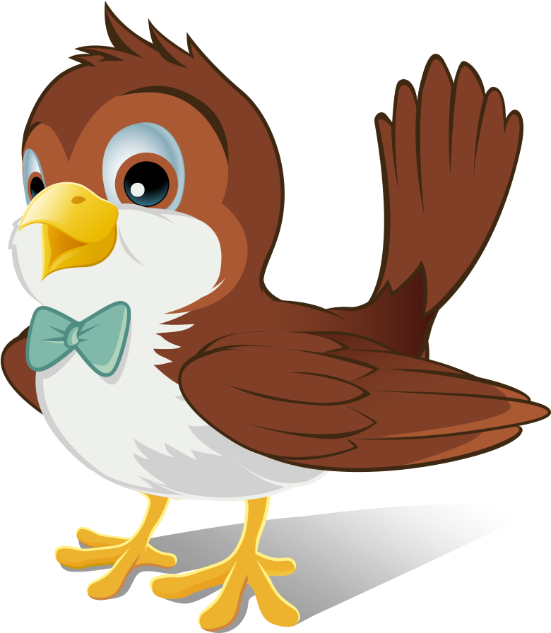 Pre - Sparrow Bird Cartoon Png (912x997)