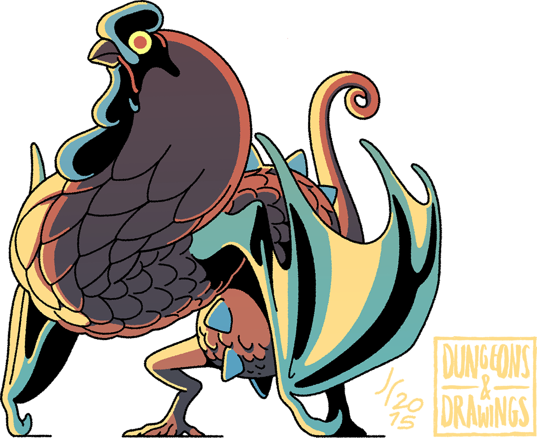 Joe Sparrow Art - Dungeons And Dragons Cockatrice (1103x899)