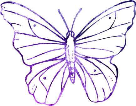 Butterfly Purple Outline Clipart Cute Flyi - Transparent Background Butterfly Flower Line Art (434x340)