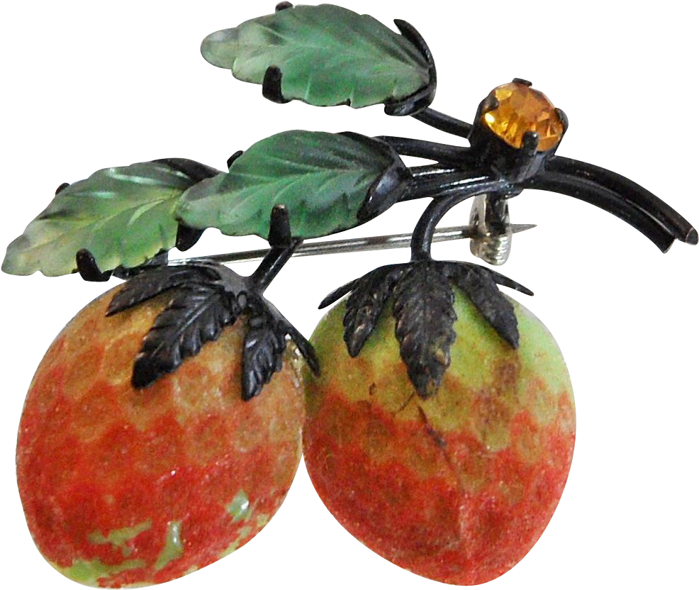 Vintage Forbidden Fruit Strawberry Brooch - Strawberry (985x985)