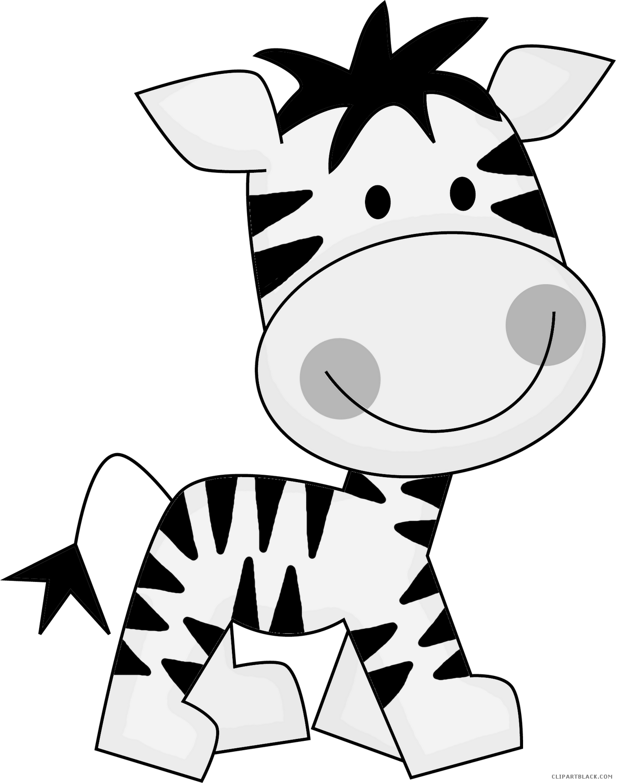 Baby Zebra Animal Free Black White Clipart Images Clipartblack - Jungle Animal Zebra Clipart (1261x1600)