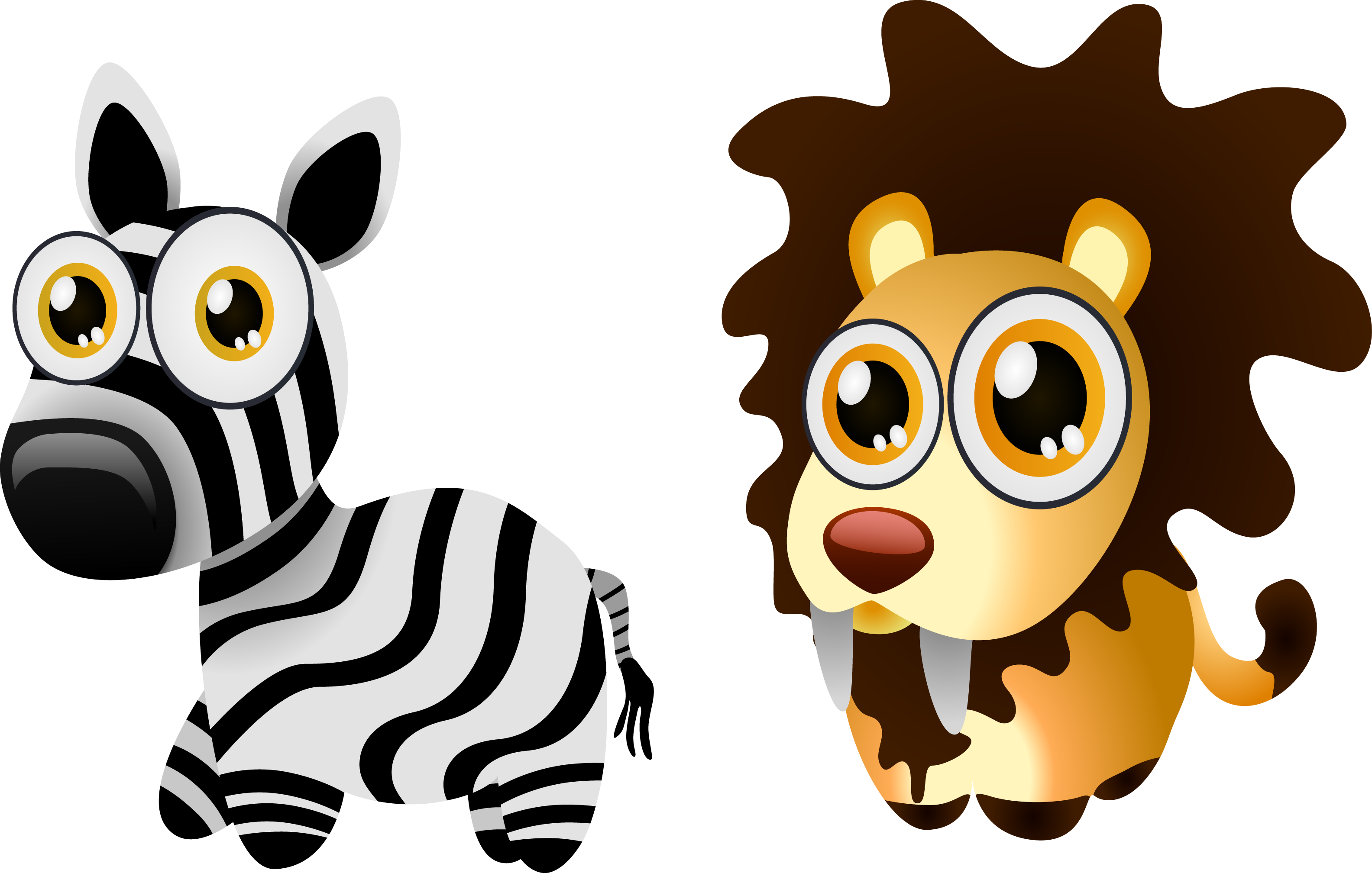 Zebra Lion Clip Art - Jungle Animal Wall Sticker - Cute Wall Decal (3168x2017)