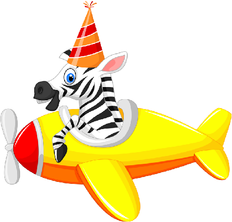 Funny Zebra Party Hat Flying Plane - Funny Plane Clipart (500x500)