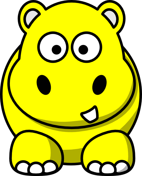 Hippo Clipart Colorful - Yellow Cartoon Hippo (486x600)