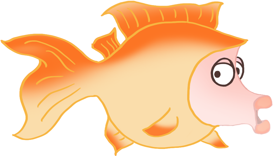 Funny Orange Cartoon Fish Drawing - Cartoon (1063x694)