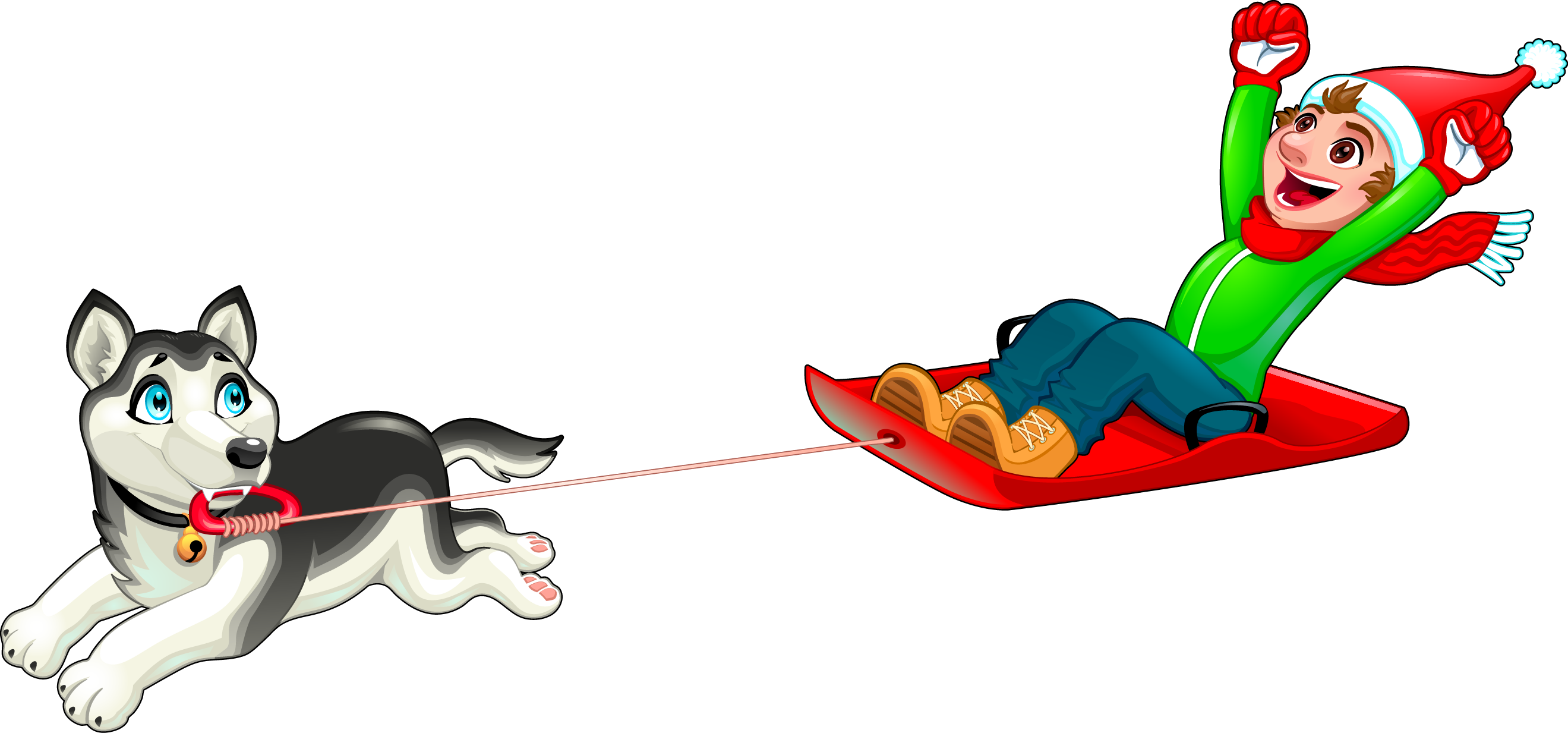 Dog Sled Clip Art - Dog Sled Clip Art (2639x1233)