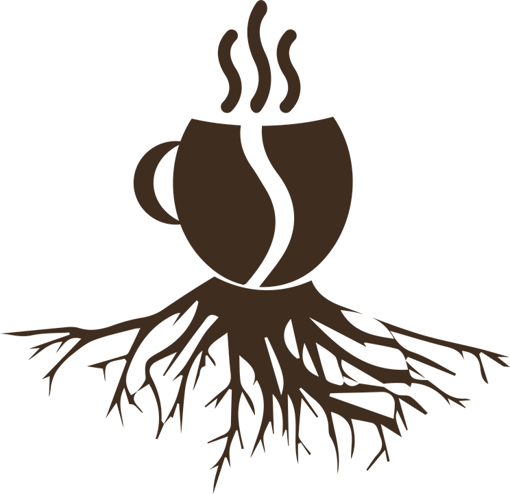 Coffee, Cup, Drink, Roots, Cafe, Hot, Grain, Caffeine - Tree Painting With Roots (744x720)