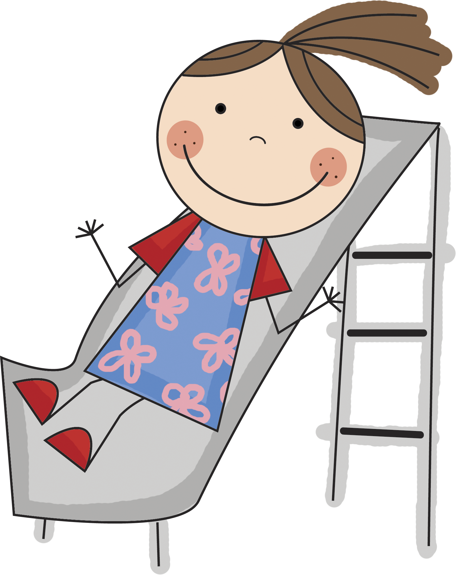 Girl Slide - Flat And Round Characters (1593x2008)