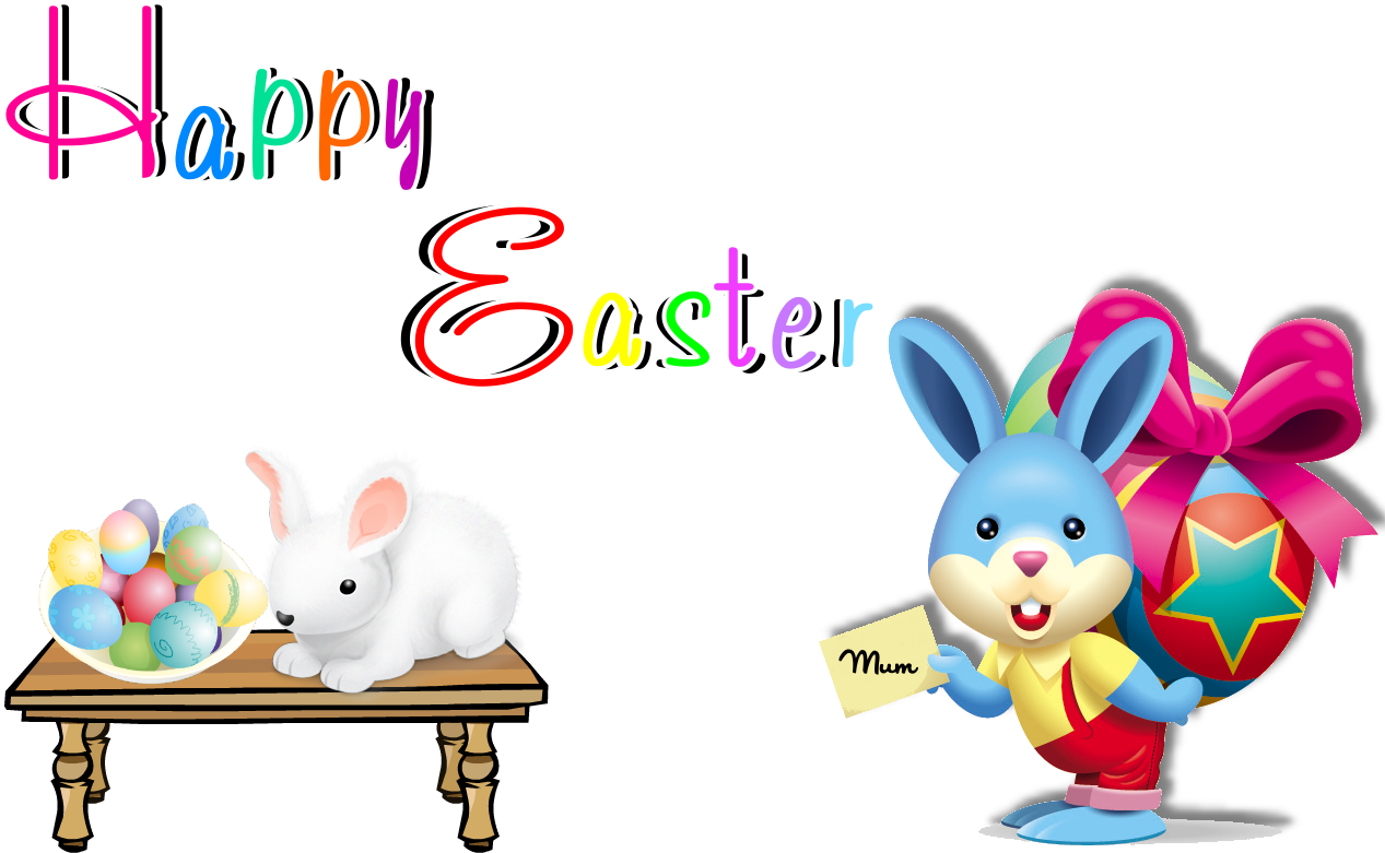 Happy Easter Transparent Png - Cute Easter Bunny (1280x800)