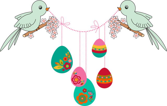 Easter Banner Transparent Image - Hanging Easter Eggs Clipart (640x407)