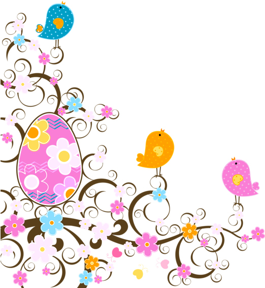Easter Decoration With Flowers Png Transparent Clipart - Easter Decorations Png (521x600)