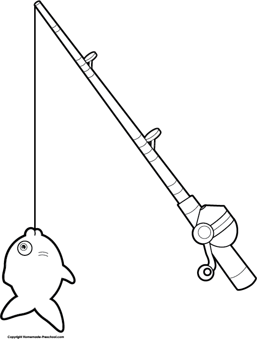 Fishing Rod Clipart Simple - Draw A Fishing Rod - (519x685) Png
