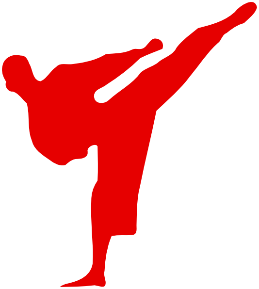 Red Man Kicking Clip Art At Clker - Karate Kick Silhouette (534x596)