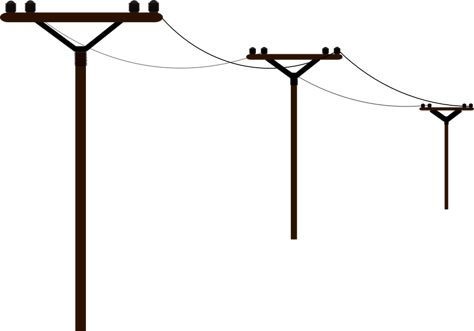 Utility Pole Clip Art - Power Lines Clip Art (960x670)