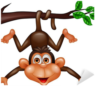Vinilo Pixerstick Divertido Colgante Mono En La Rama - Macaco Pendurado Na Árvore (400x400)
