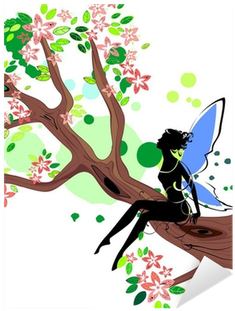 Vinilo Pixerstick Silueta De Hada Sentado En La Rama - Scl23 Galaxy S5 スマホケース Au エーユー サムスン 新機種 006292 ラブリー (400x400)