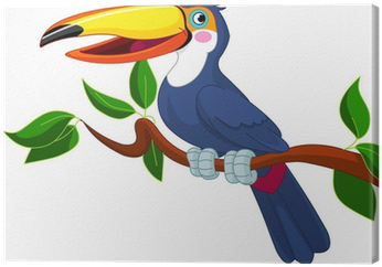 Cuadro En Lienzo Tucán Sentado En La Rama Del Árbol - Bird Sitting On A Tree Cartoon (400x400)