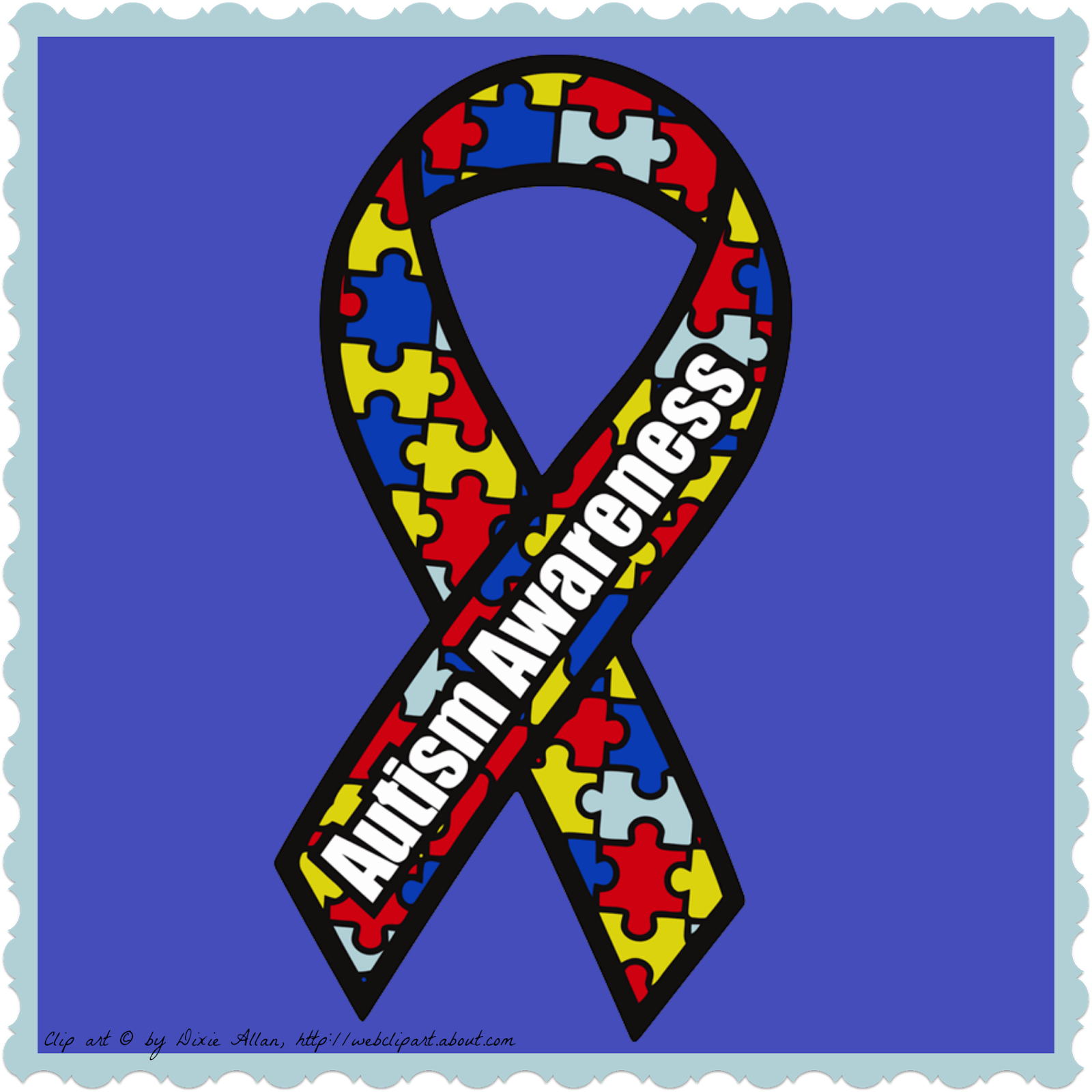 Autism Ribbon Clipart - Autism Awareness Ribbon License Plate (1600x1600)