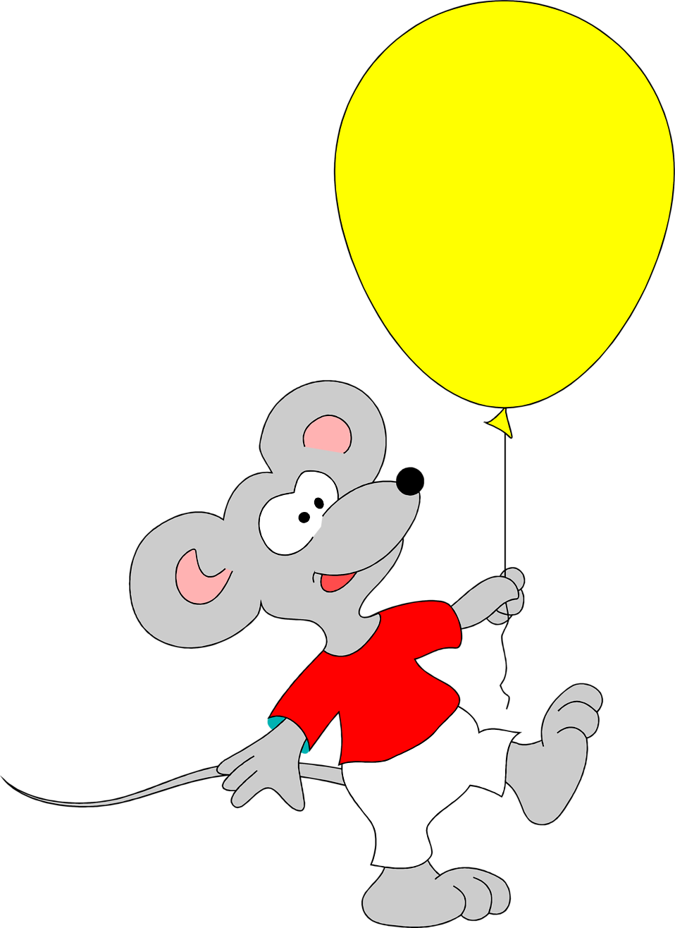 Ilration Of A Mouse Eating Cheese On White Background - Mouse Holding A Balloon (958x1316)