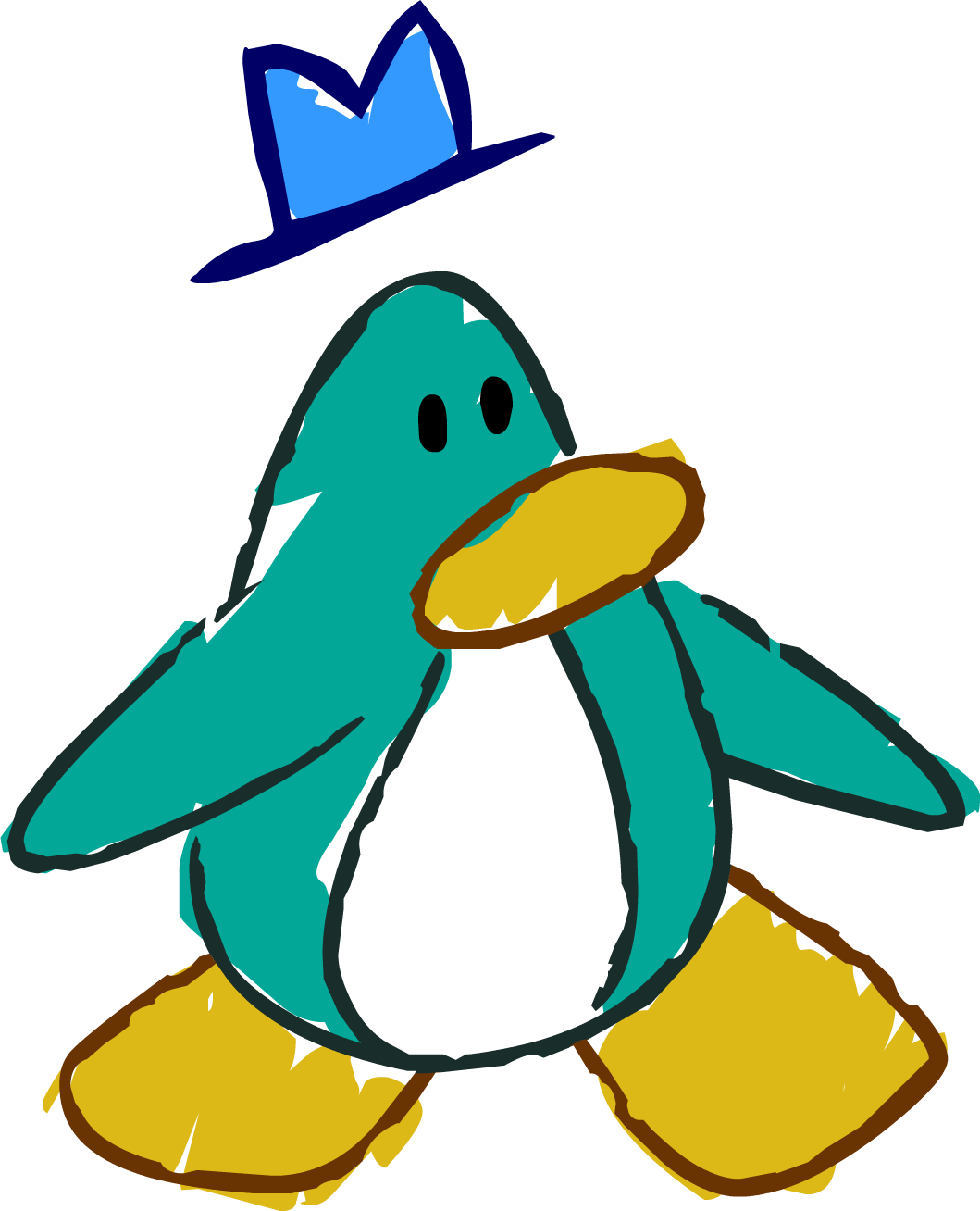 Doodle Dimension Penguin Aqua Hat - Club Penguin Doodle (1059x1308)