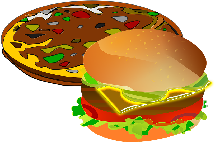 Food Illustrations 13, Buy Clip Art - Free Clip Art Pizza And Burgers (960x537)