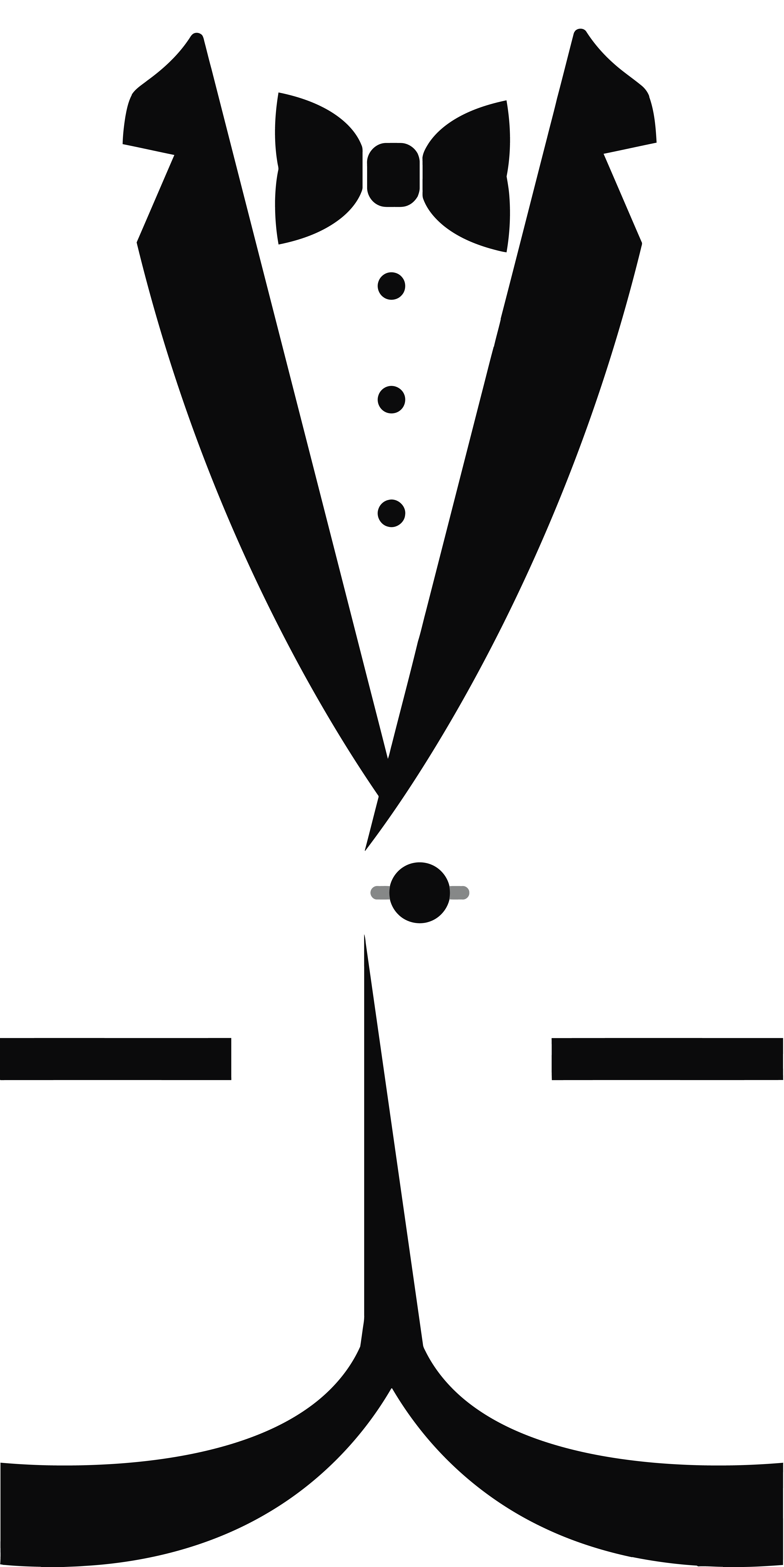 Free Clipart Of A Black And White Formal Bow Tie And - Black White Tuxedo Png (4000x7991)