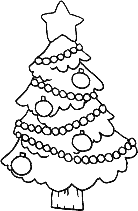 Christmas Tree Hanging Ornament On Christmas Coloring - Christmas Tree With Ornaments Coloring Pages (600x831)