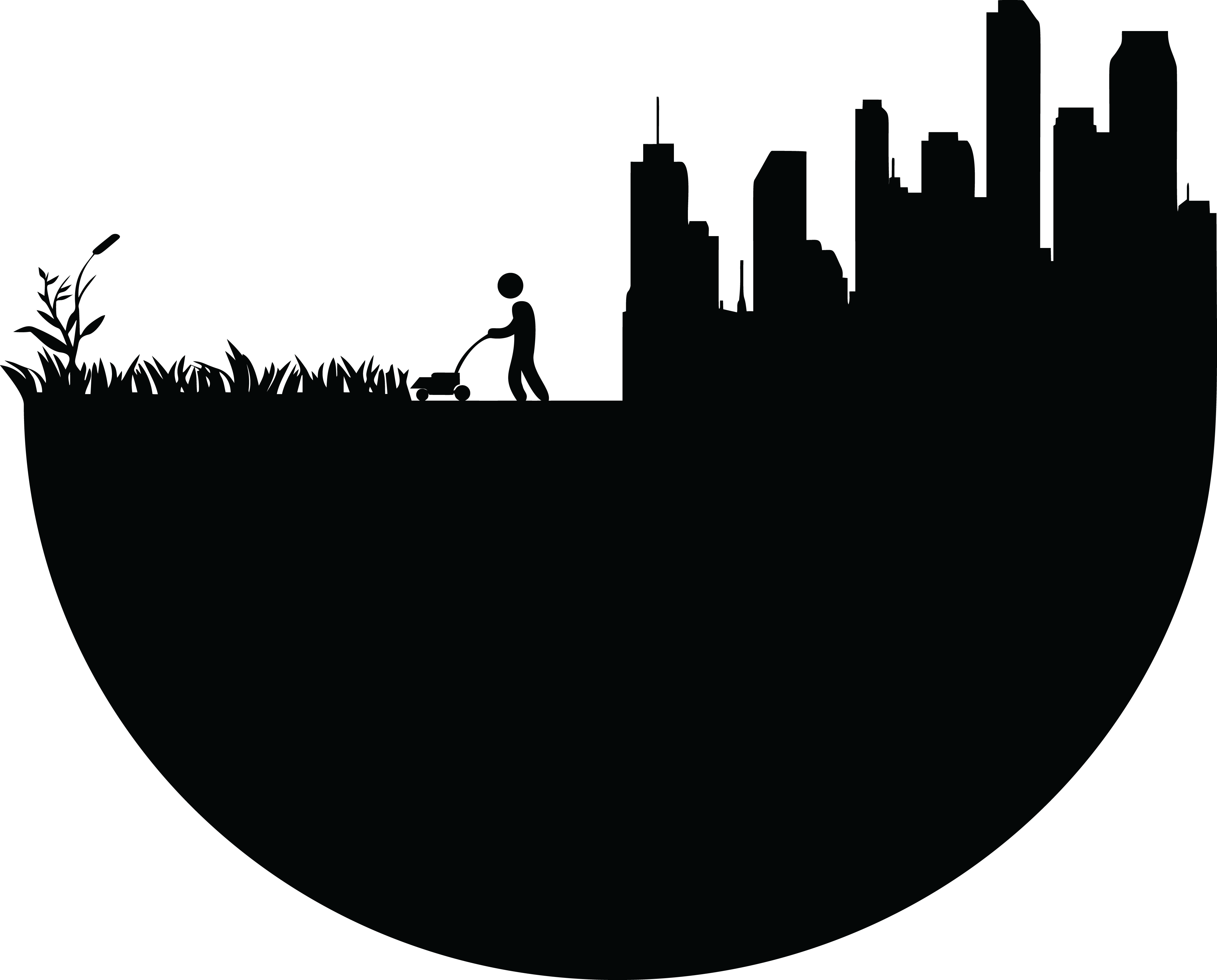 Free Clipart Of A Man Mowing A Lawn Near A City - New York Times Icon (4000x3221)