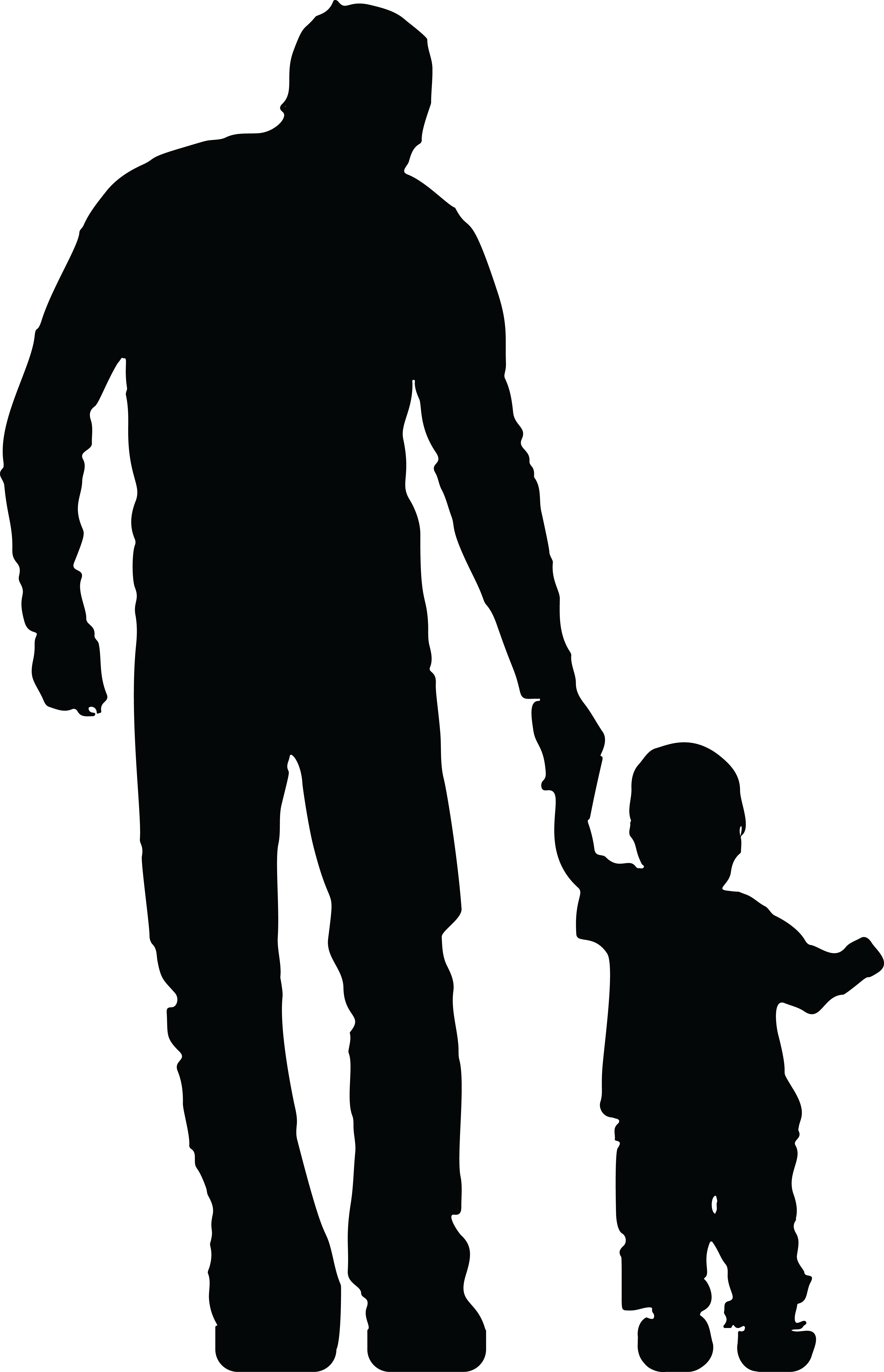 Free Clipart Of A Silhouetted Father Holding Hands - Father And Son Holding...