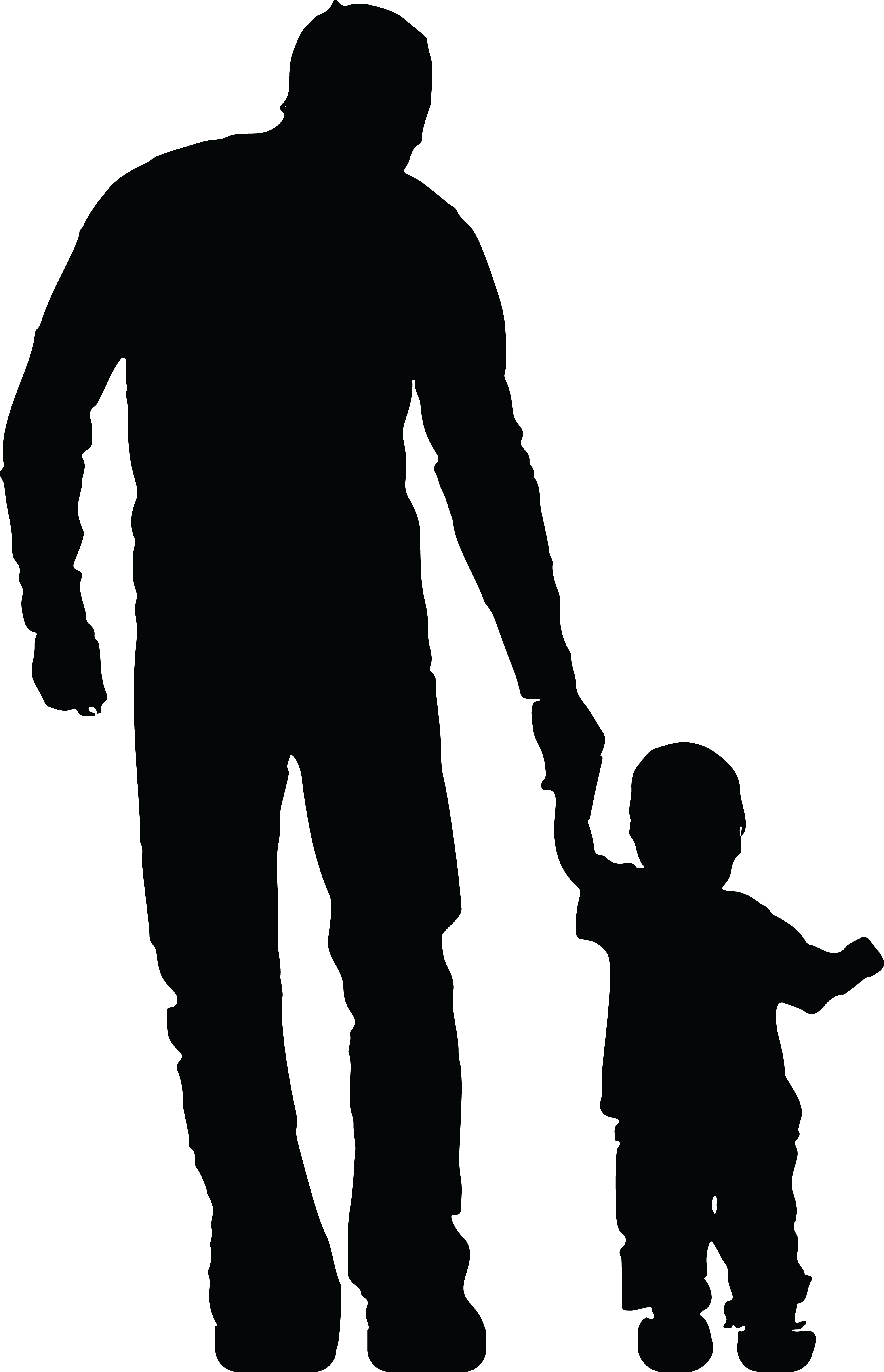 Free Clipart Of A Silhouetted Father Holding Hands - Father And Son Holding Hands (4000x6207)