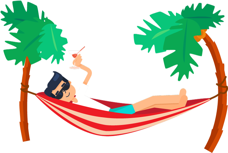 Graphic Illustration Services - Tropical Island Hammock Cartoon (1000x667)