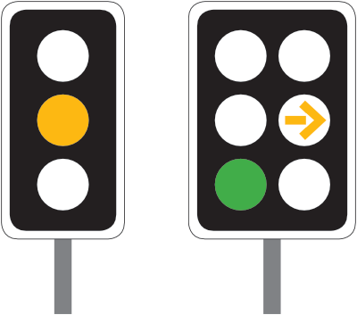 A Driver Approaching Traffic Lights Showing A Yellow - Alt Attribute (400x353)