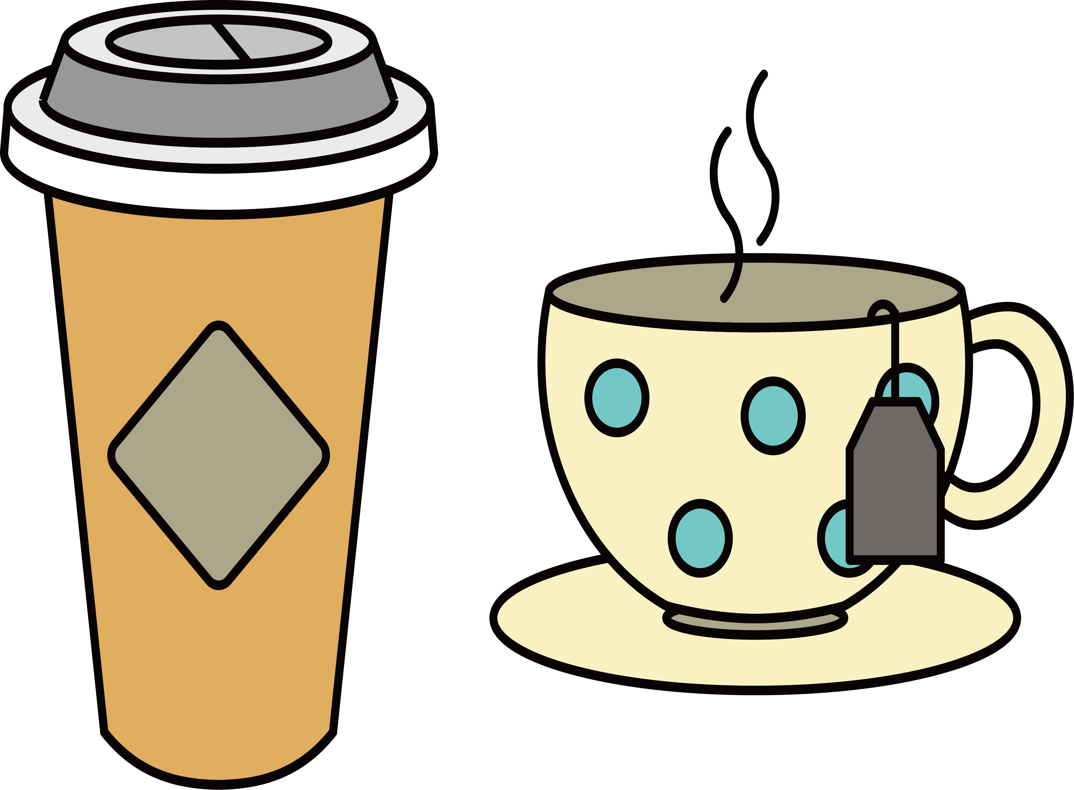 Tea Coffee Yum Cha - Drawing (3476x2559)