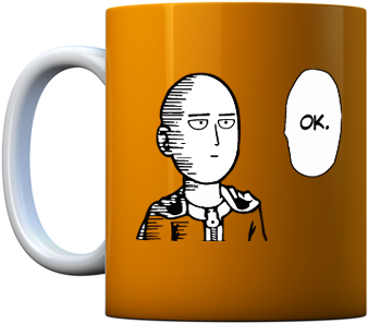 Grab This Otaku Coffee Mug - Novelty Design Custom Saitama One Punch Man Ok Mug (440x478)