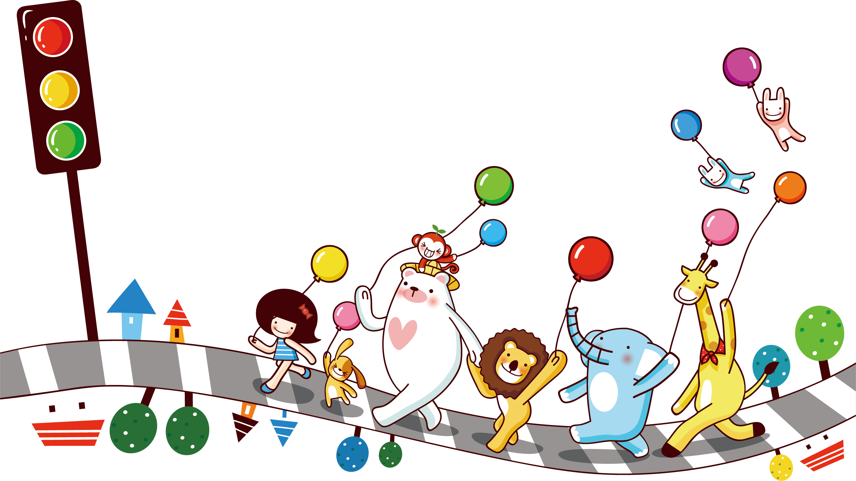Traffic Light Pedestrian Crossing Cartoon - 斑馬線 卡通 (2798x1573)