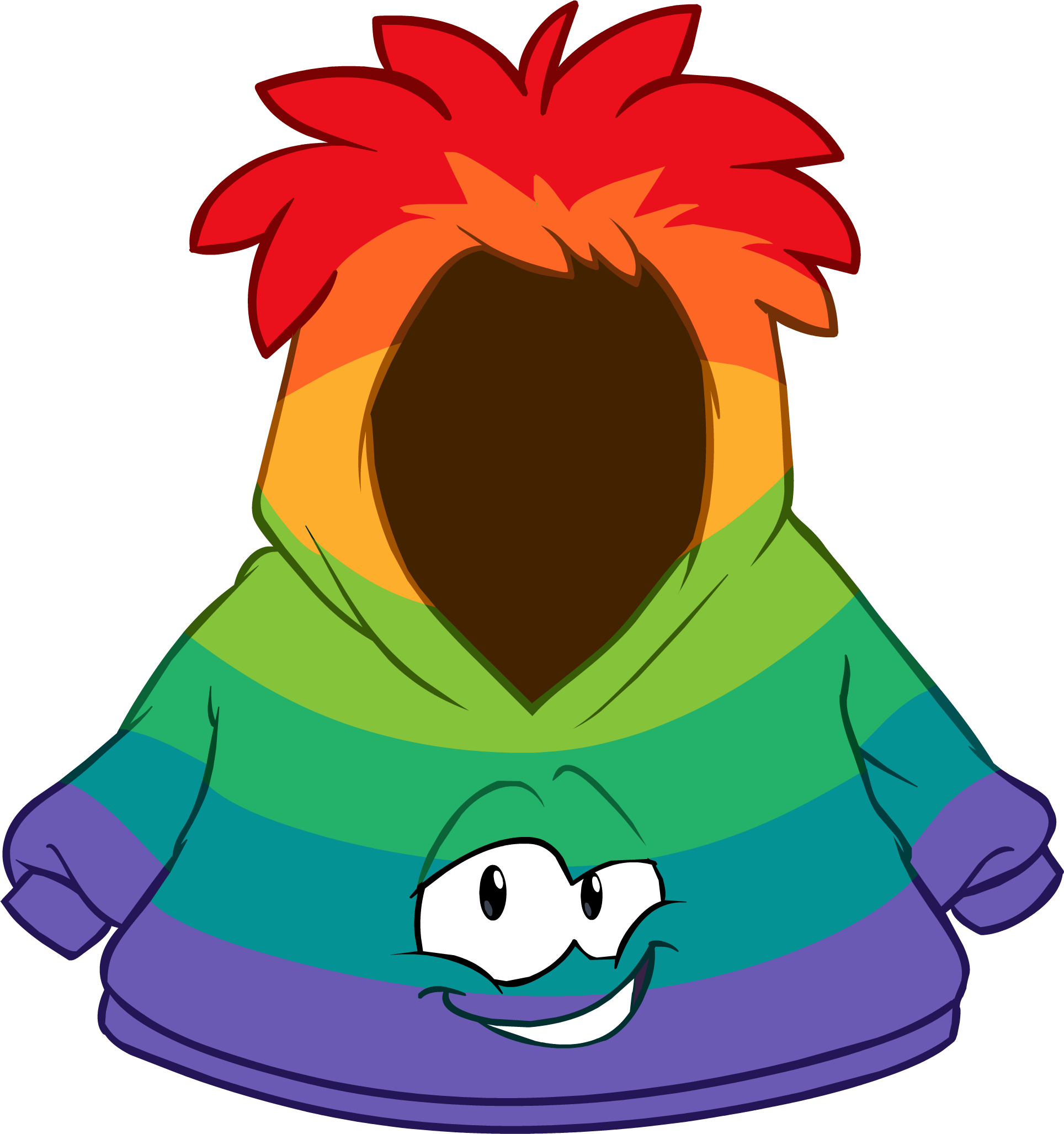 Rainbow Smirk Hoodie Icon - Club Penguin Rainbow Puffle (1928x2054)